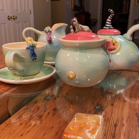 Whimsical tea set handmade and unique - Picture 8 of 11